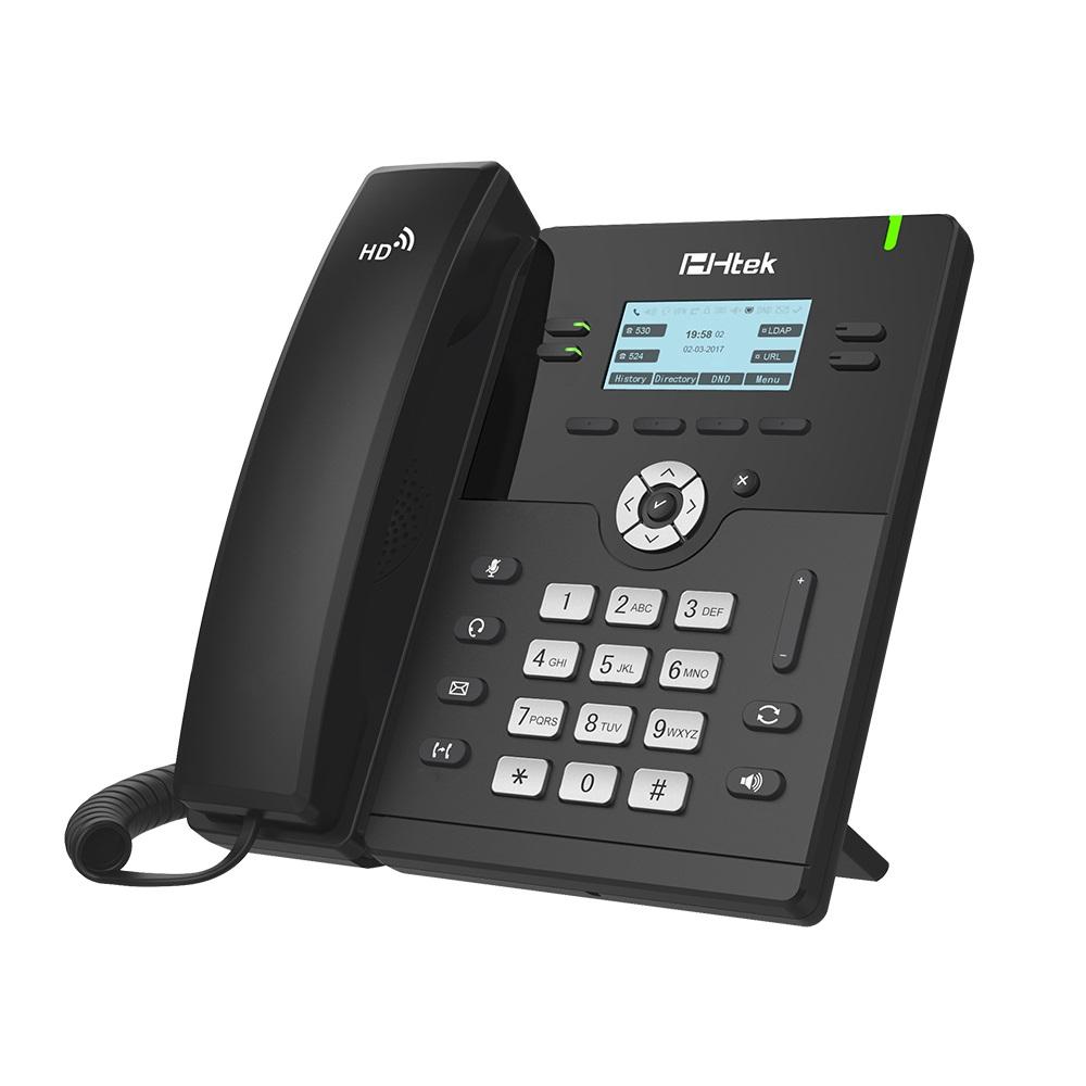 Htek UC912E Standard Business IP Phone with WiFi and Bluetooth features, showcasing its sleek design and user-friendly interface.